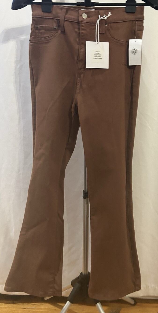 NWT Pistola Lennon High Waisted Cropped Boot Cut in Coated Cognac Size 27